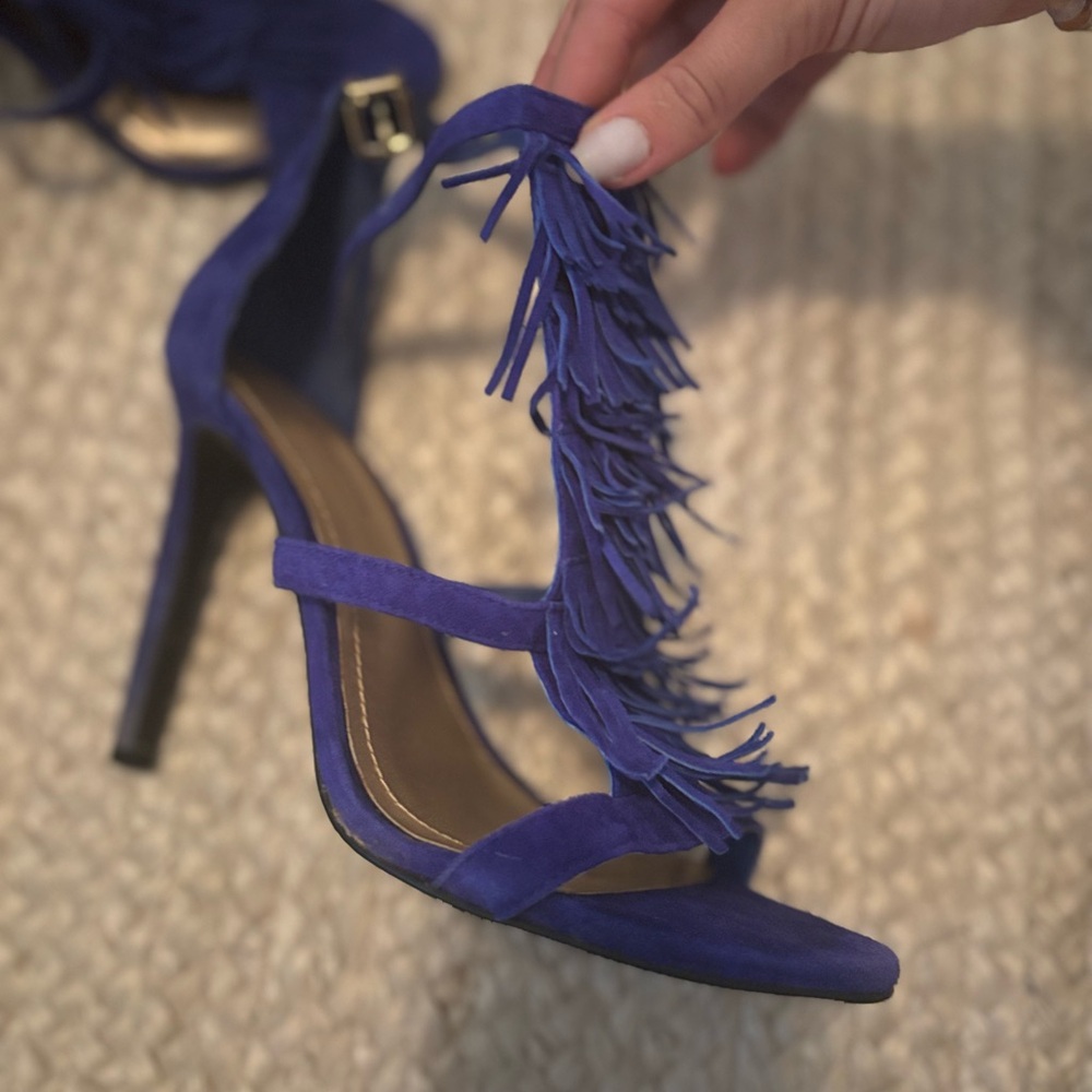 BCBGeneration Blue Fringe Heels